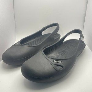 Crocs Slingback Black Ballet Flats Sandals Rhinestone Womens Size 7
